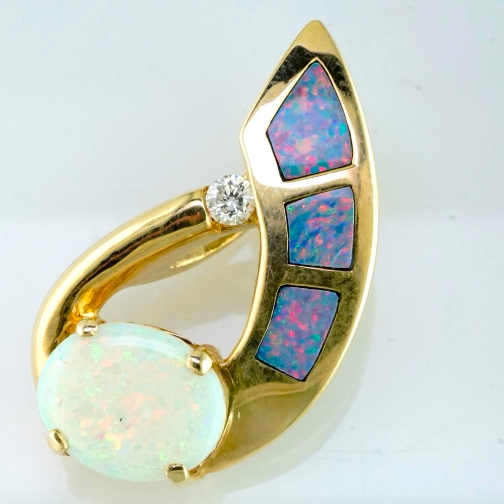 14k opal and diamond pendant